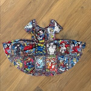 Wild Rich Kids Velvet Twirl Dress. Stained glass print